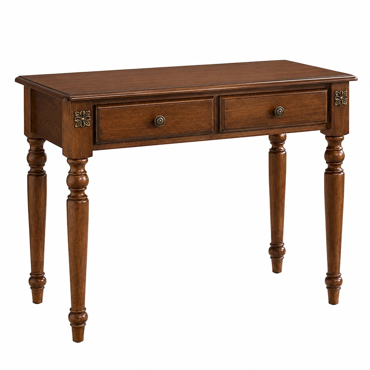 Scrivania per PC in Legno Massiccio con Cassetti, Design Rustico per Ufficio e Studio