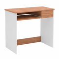 Scrivania Compatta 80cm per Ufficio e Smart Working, Bianco e Legno, Modello Madrid