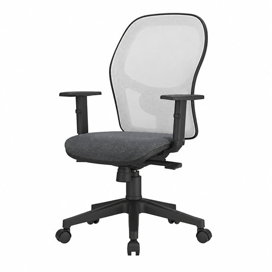 Sedia Ergonomica da Ufficio in Rete con Braccioli Regolabili, Elevazione a Gas e Ruote per Parquet, Made in Italy, Certificata, Nero