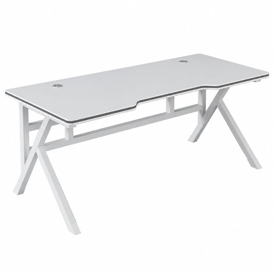 Scrivania da Gaming Bianca e Nera con Design Moderno, 100x60x74cm