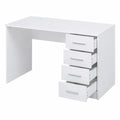 Scrivania Moderna in MDF Bianco con 4 Cassetti per Ufficio e Casa, 110x56x73 cm