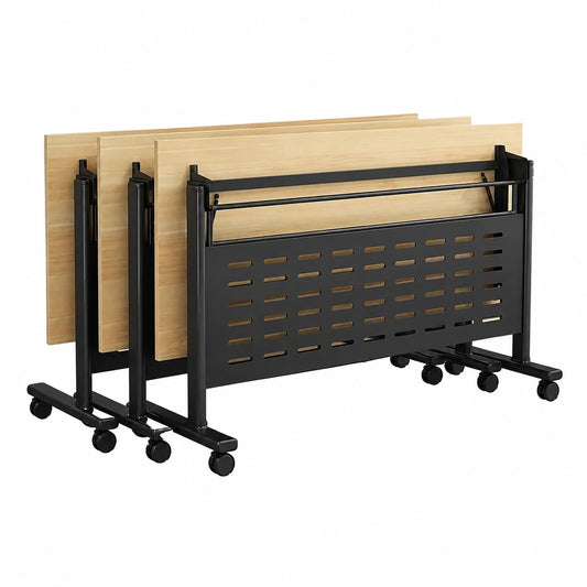 Tavolo pieghevole multifunzionale rettangolare per uffici e sale riunioni, marrone (140 x 61 x 76 cm)