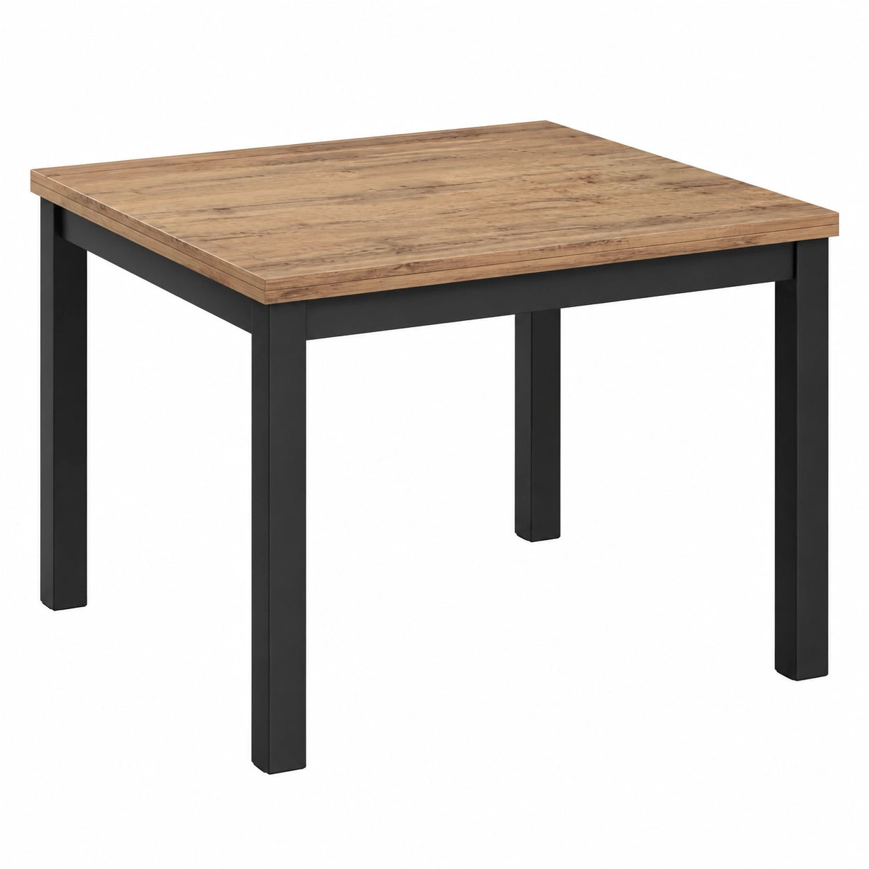 Tavolo Allungabile Giuliano in Rovere Rustico con Gambe Nere, 90x90x76,5 cm, per Cucina e Soggiorno, Made in Italy
