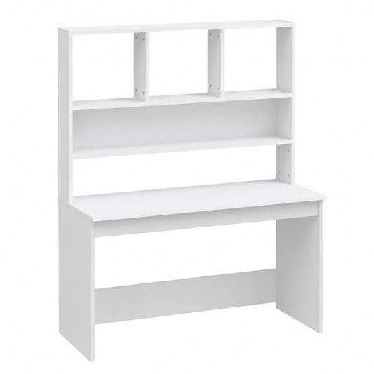 Scrivania Bianca con Mensole in Legno Multistrato 102x45x148 cm, Ideale per Ufficio e Casa