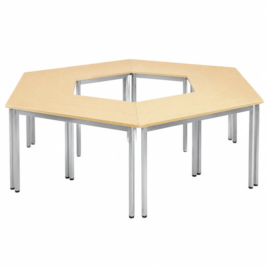Tavolo multifunzionale a trapezio 120x60 cm, altezza 74 cm, grigio chiaro