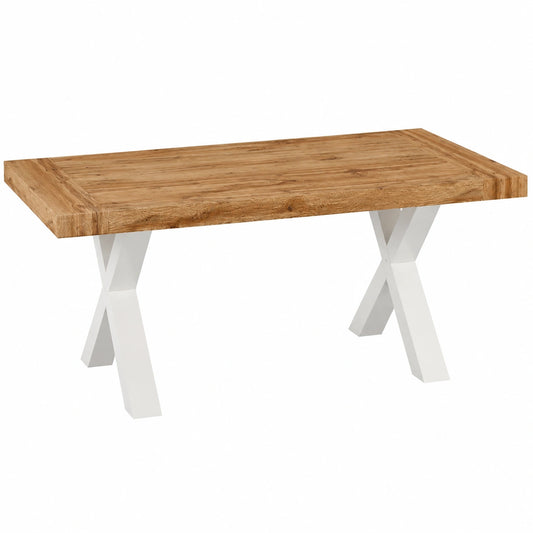 Tavolo da Pranzo Allungabile in Rovere con Gambe Bianche, 180-260cm