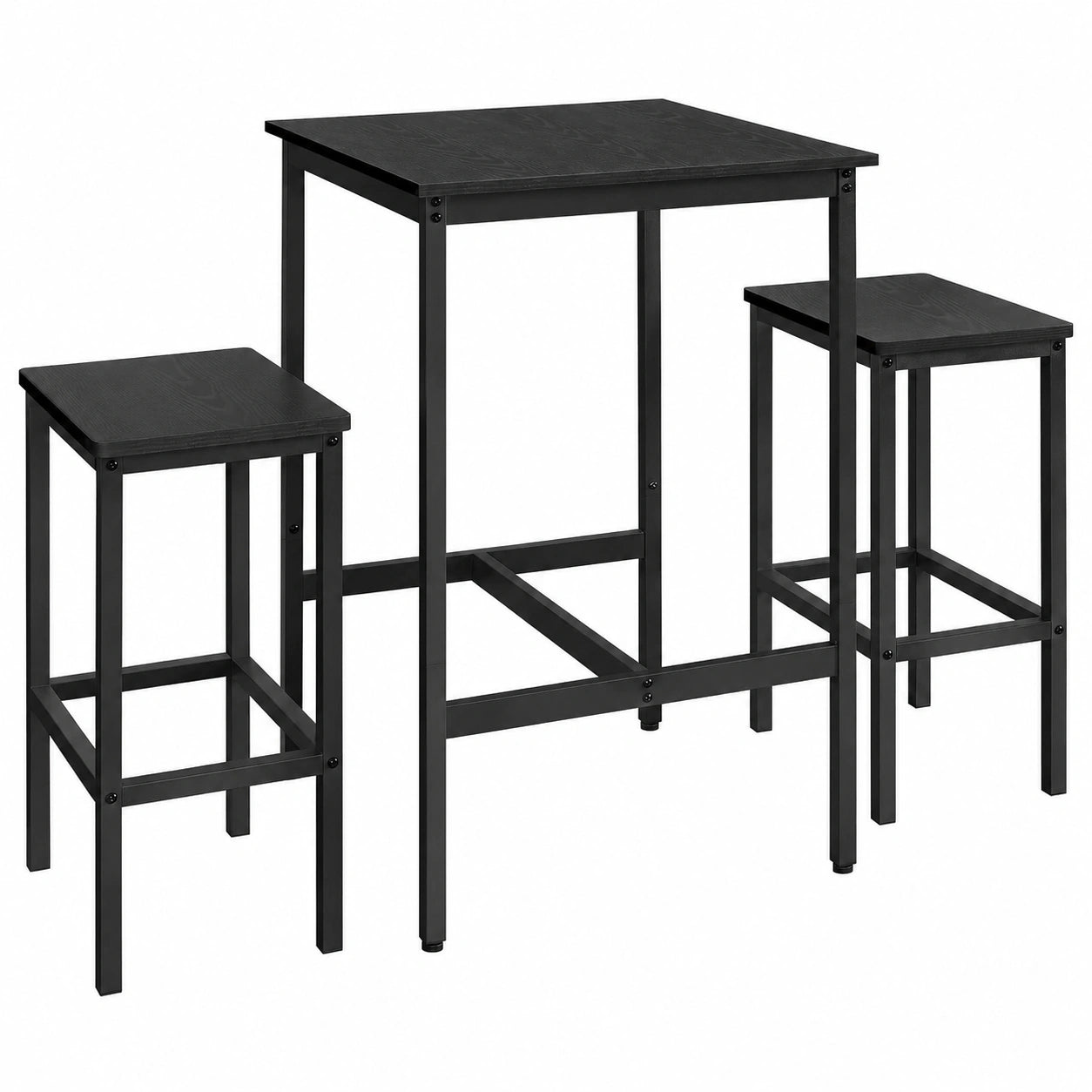 Set Tavolo e Sgabelli da Bar, 60x60x90 cm, Nero Ebano