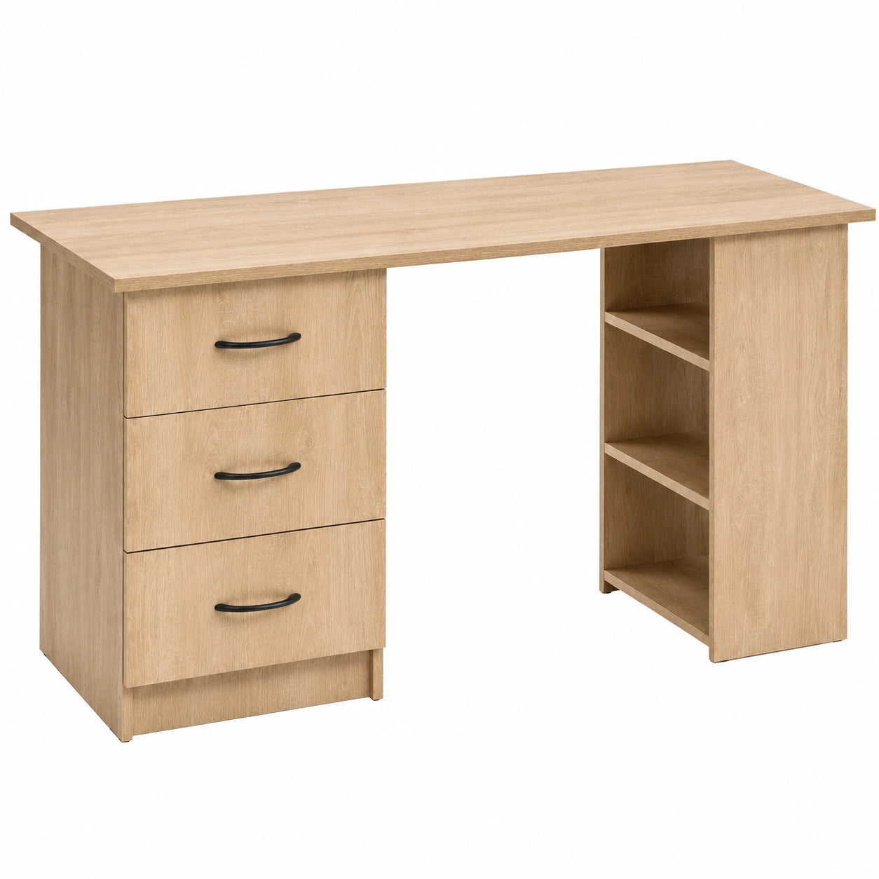 Scrivania Moderna in Rovere con Cassetti e Vani, Perfetta per Ufficio e Studio
