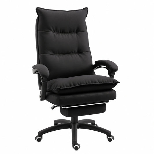 Sedia da Ufficio Vinsetto Ergonomica con Massaggio a 6 Punti e Telecomando, Altezza Regolabile, Tessuto Effetto Lino, 70x62x120-130 cm, Nera