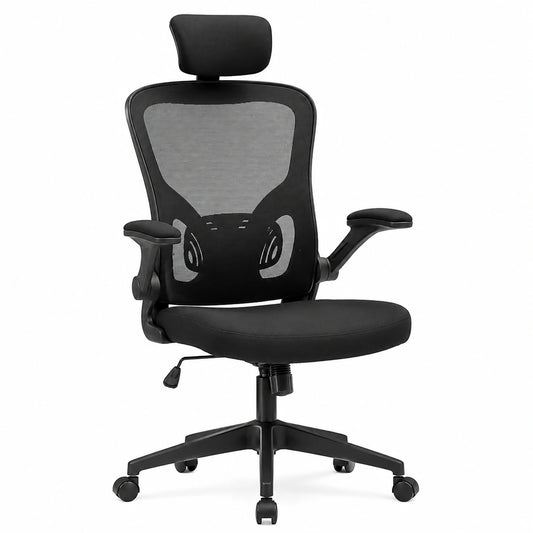 Poltrona Ergonomica per Ufficio con Schienale Alto, Supporto Lombare, Poggiatesta e Braccioli Regolabili