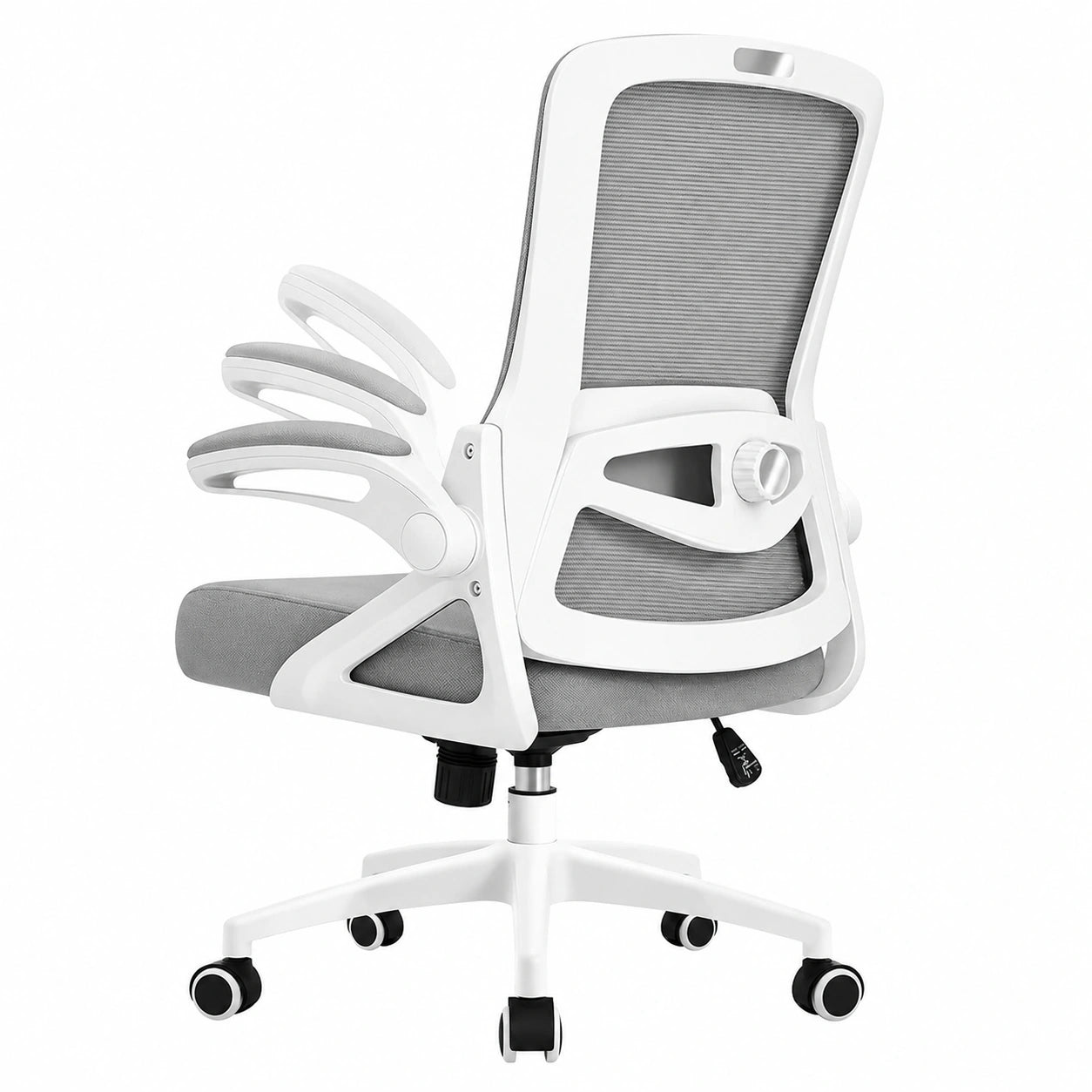 Poltrona Ergonomica per Ufficio, Supporto Lombare 4D, Braccioli e Schienale Regolabili, Rete Traspirante, Ruote Silenziose, Grigio