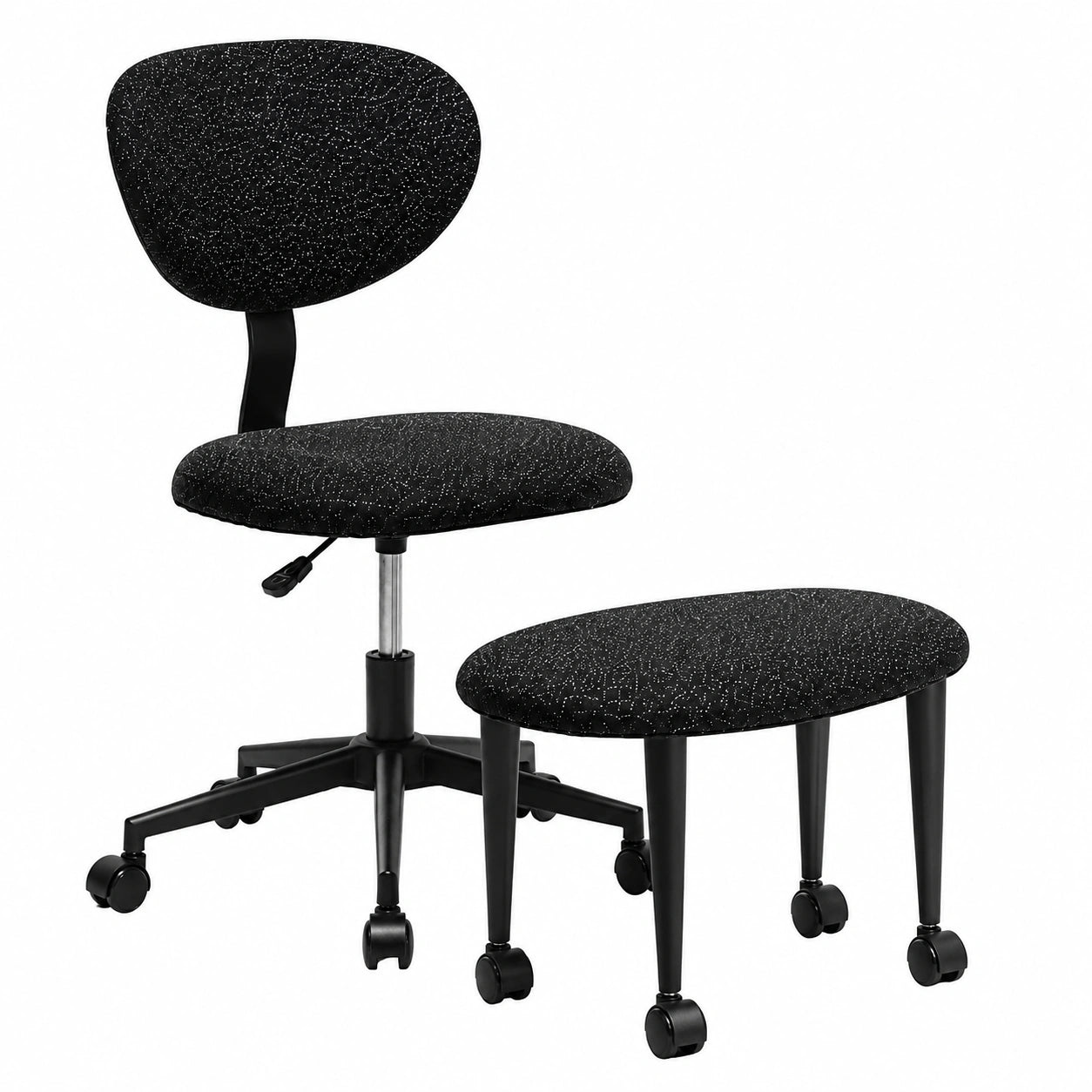 Sedia Ergonomica Ufficio con Poggiapiedi Girevole, Altezza Regolabile, Nero Glitter