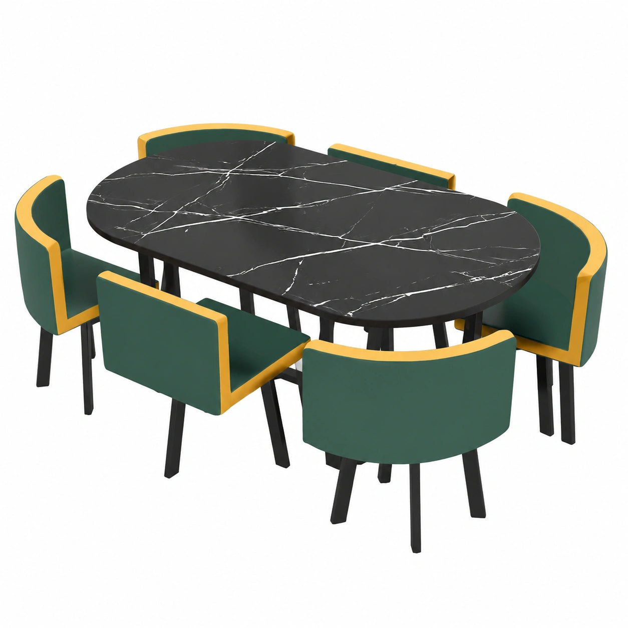 Tavolo da pranzo multifunzionale per ufficio e sala riunioni, 6 posti, design compatto, colore verde inchiostro