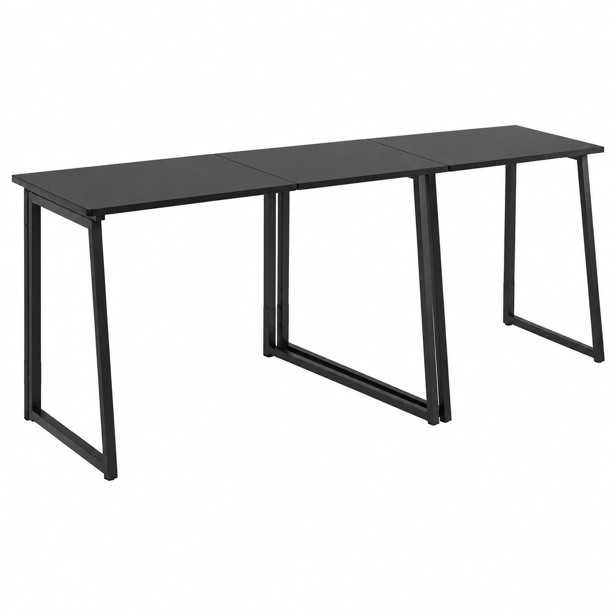 Set di 2 Scrivanie Pieghevoli a L per Ufficio e Smart Working, Tavolo Salvaspazio con Angoli Arrotondati, 80x40x74cm, Nero