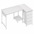 Scrivania Angolare Coleshome con 4 Cassetti, 100x70cm, Tavolo Reversibile per Ufficio e Camera, Bianco